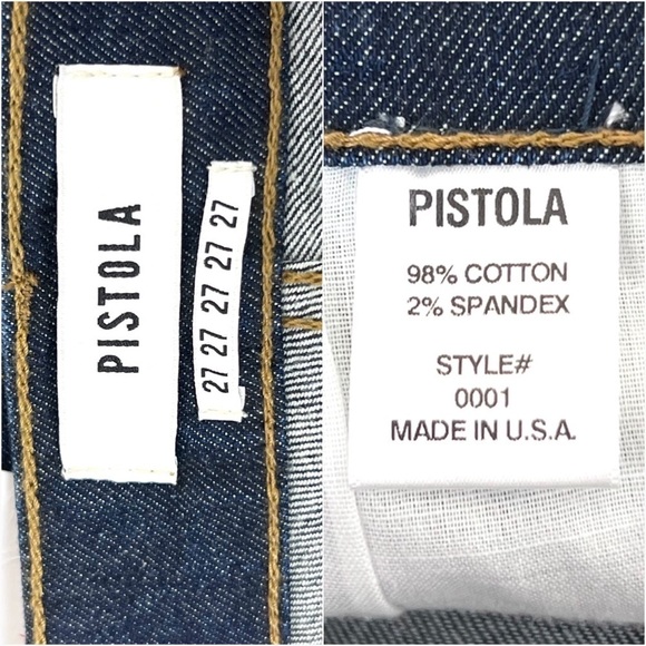 NWT PISTOLA Dark Wash Denim High Rise Cropped Slim Straight Cigarette Jeans 27 - Picture 7 of 7